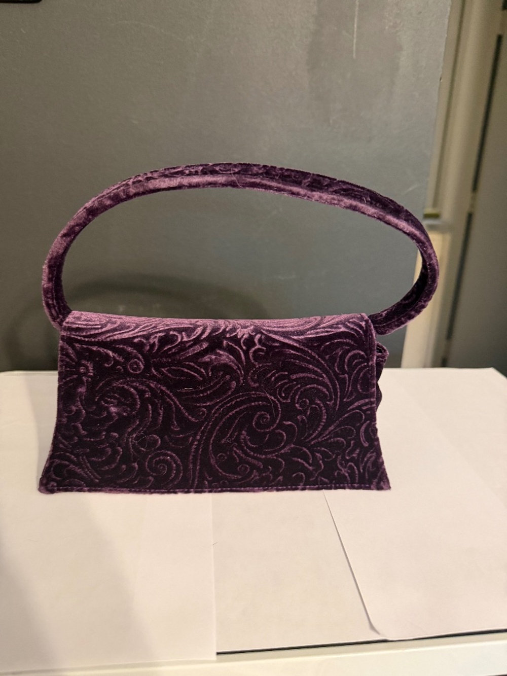 Vintage Vanessa Purple Velvet Filigree Evening Bag